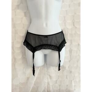 Victoria’s Secret Black Lace Satin Garter Belt Sz M Medium Sexy Lingerie Gothic